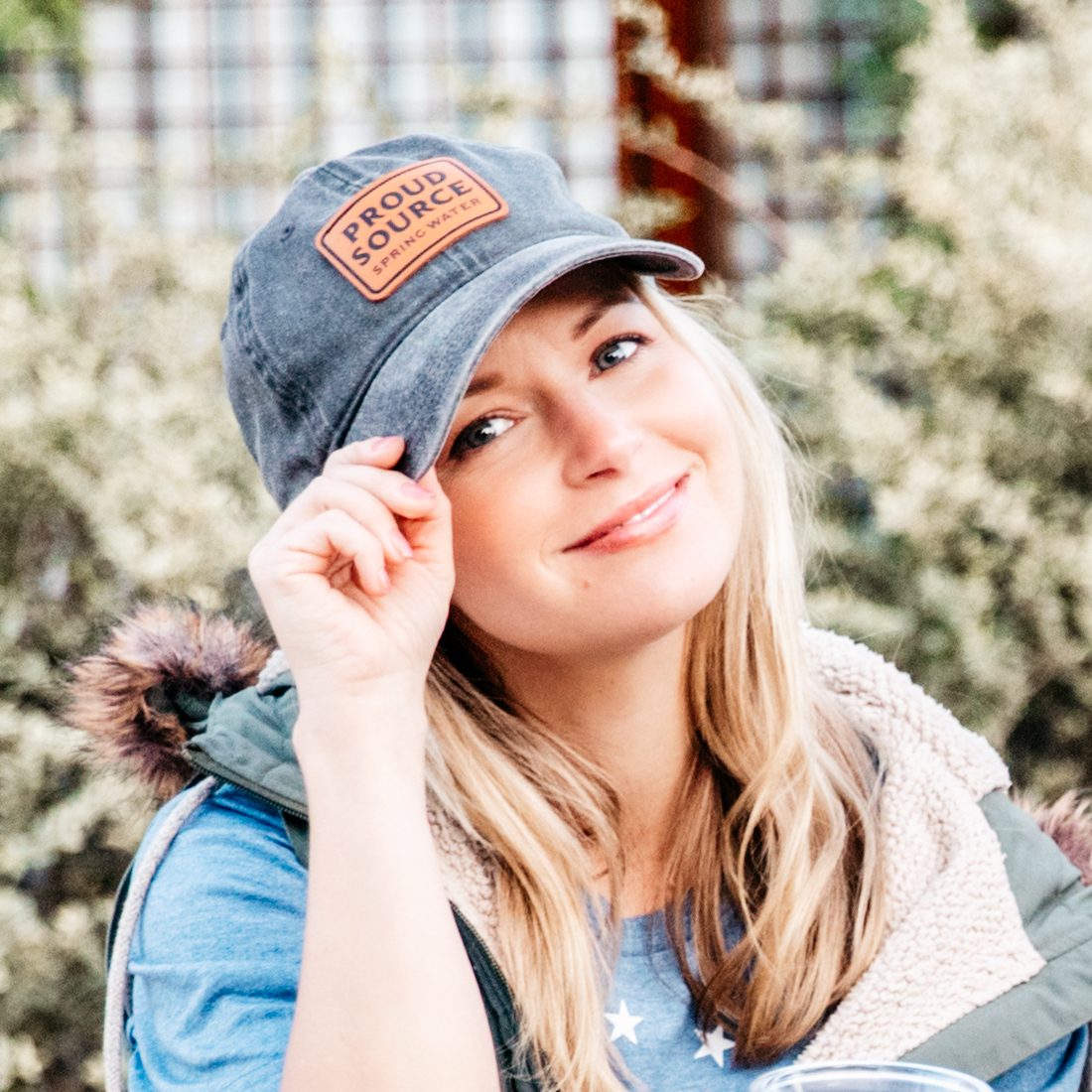 Leather Patch Grey Dad Hat