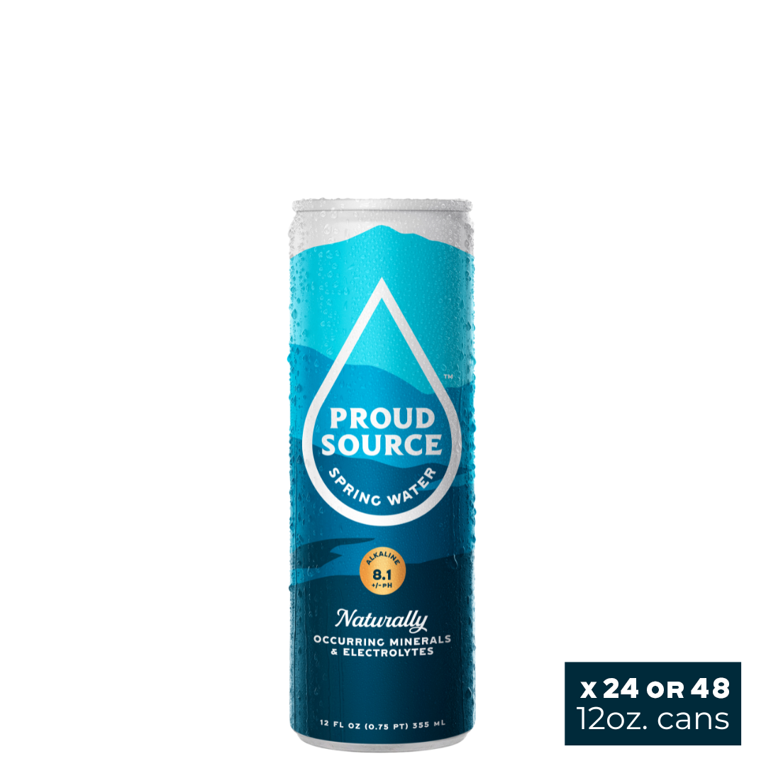 Alkaline Spring Water Cans PROUD SOURCE WATER